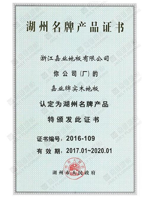 湖州名牌麻豆免费电影認證證書