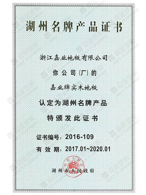 湖州名牌麻豆免费电影認證證書